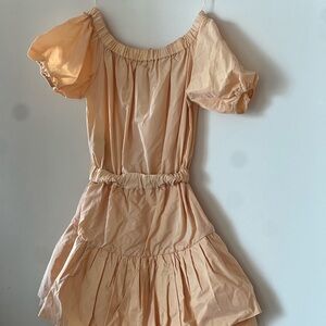 Maje off shoulder taffeta mini dress